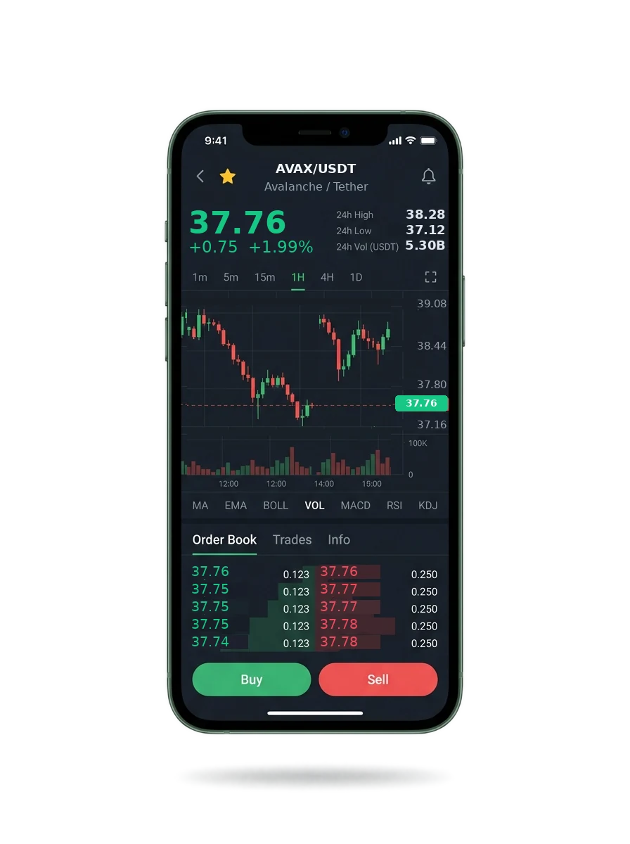 The same portfolio view on a phone screen